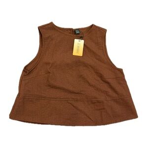 NWT Forever 21 Brown Sleeveless linen Cropped Top ☀️